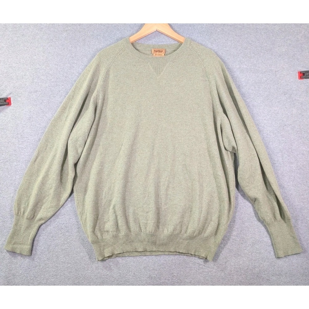 Paul‎ Stuart Vintage 90s 100% Cashmere Crewneck Sweater XXL Sage Green